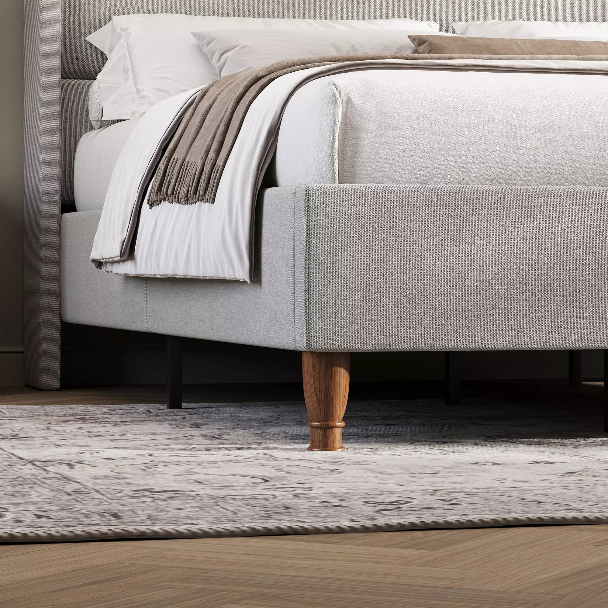 Arc Linen Tall Headbaord Wingback Bed Frame