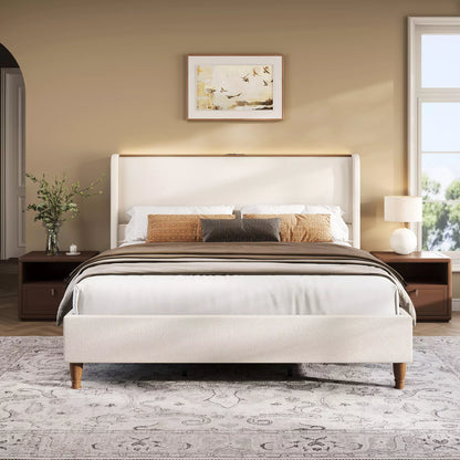 Arc Linen Tall Headbaord Wingback Bed Frame