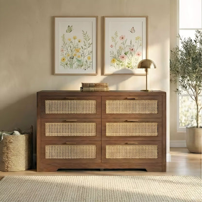 Boho Chic Rattan 6 Drawer Dressers