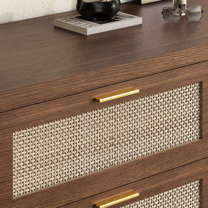 Boho Chick Rattan 6 Drawer Dressers-Walnet / Oak