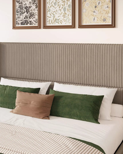 Elysia Corduroy Upholstered Platform Bed Frame,48" Nailhead Trim Wingback