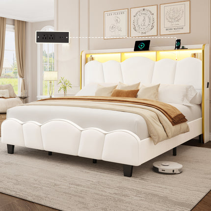 Melora Arch Headboard Velvet Upholstered Bed Frame