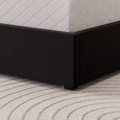 Modro Linen Upholstered Platform Bed Frame with 4 Storage Drawer