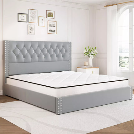 Veva Velvet Upholstered Bed Frame with Storage, 4 Drawers