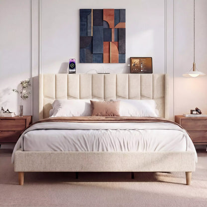 Mara Upholstered Bed Frame With Charing