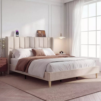 Mara Upholstered Bed Frame With Charing