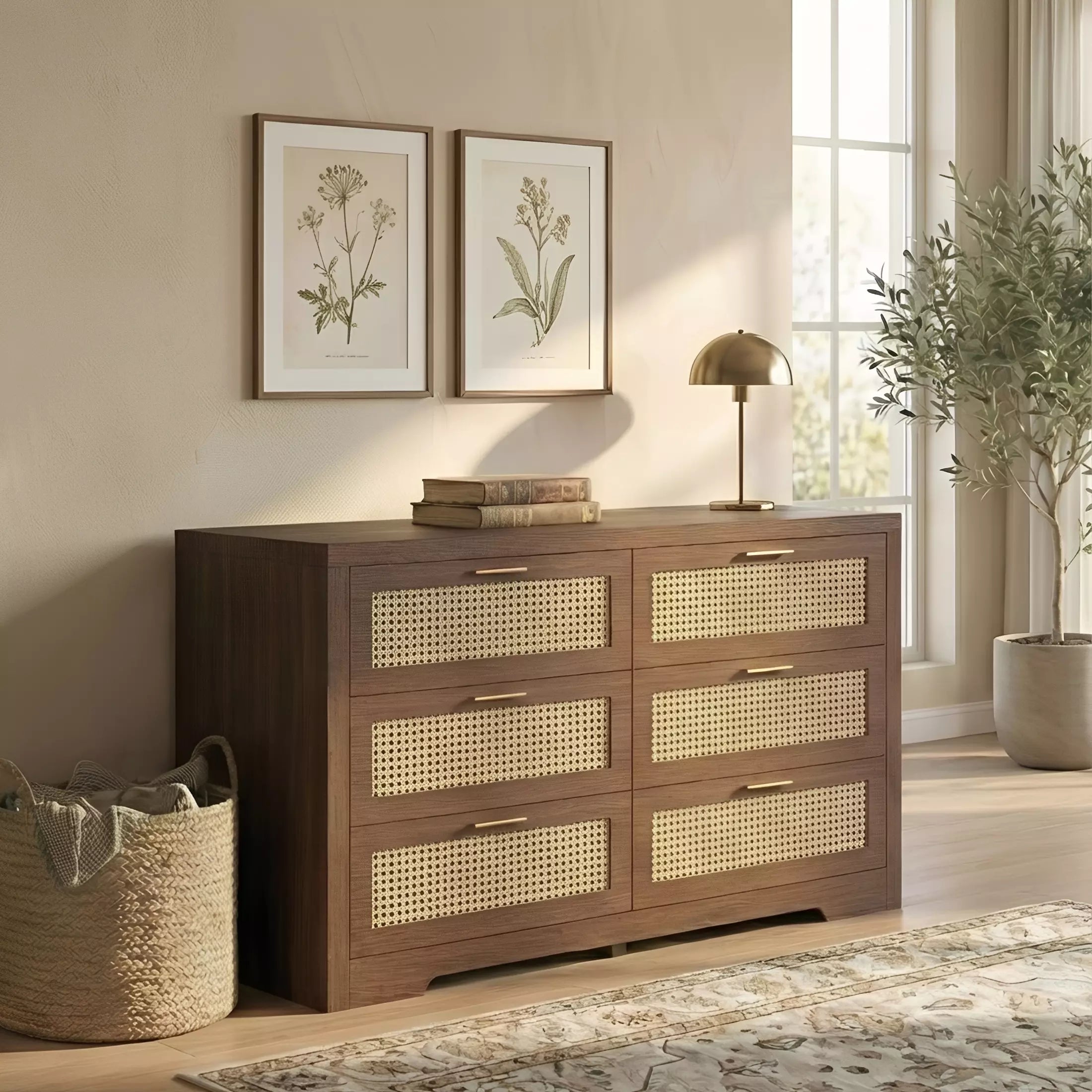 Boho Chic Rattan 6 Drawer Dressers