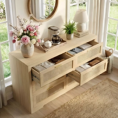 Boho Chic Rattan 6 Drawer Dressers