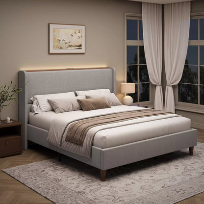 Arc Linen Tall Headbaord Wingback Bed Frame