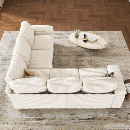 Nola Modular Corduroy Sleeper Sectional Sofa | 5 Seater |  L Shape Corner