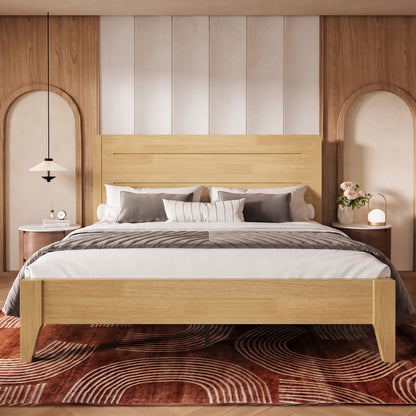 Sorel Japandi Solid Wood Platform Bed with Charging