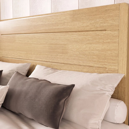 Sorel Japandi Solid Wood Platform Bed with Charging