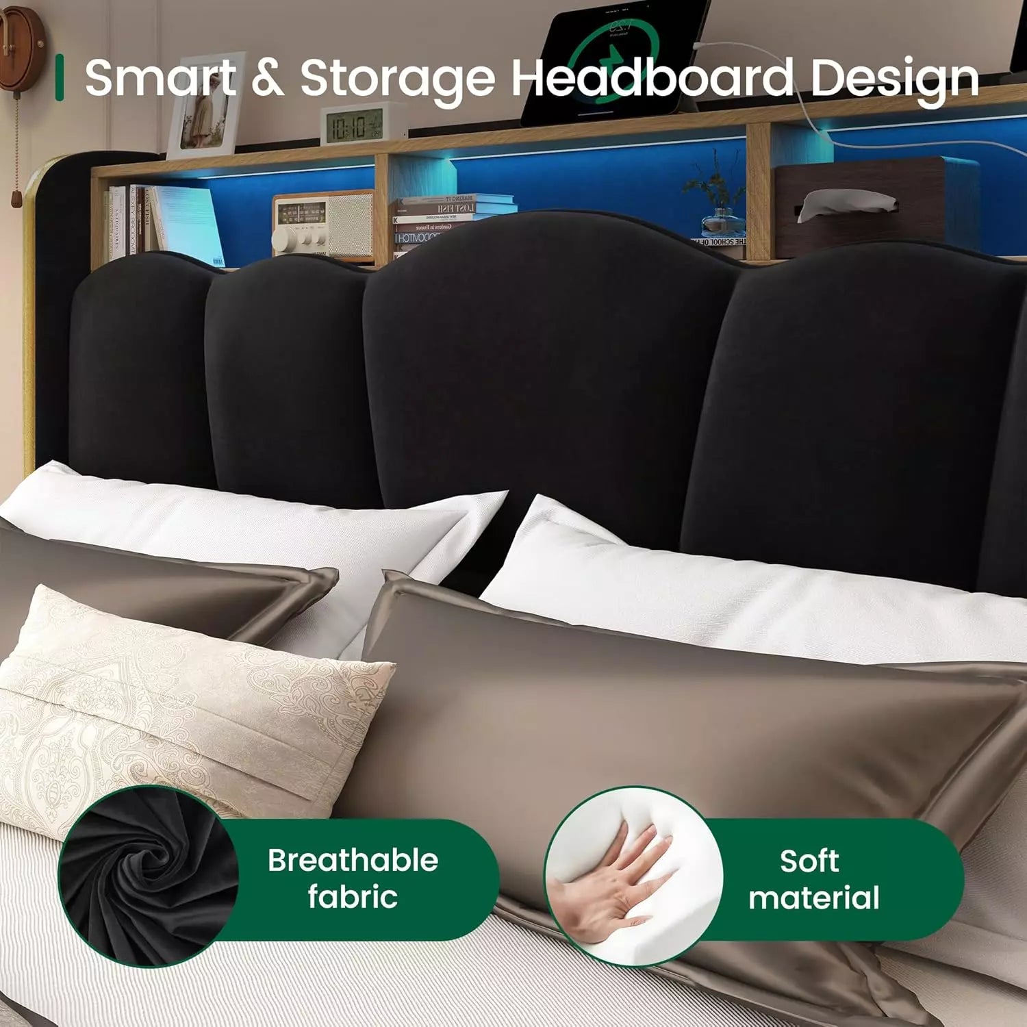 Melora Arch Headboard Velvet Upholstered Bed Frame