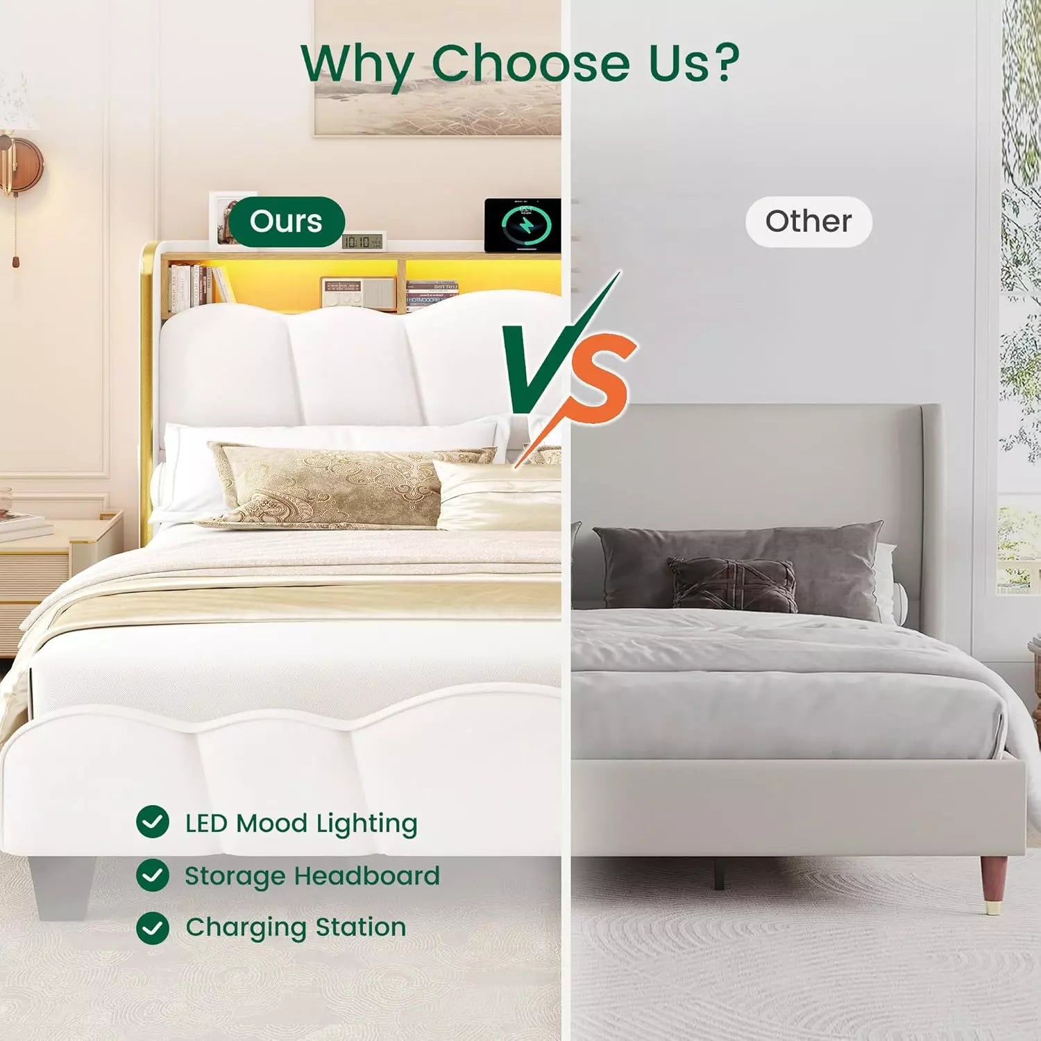 Melora Arch Headboard Velvet Upholstered Bed Frame