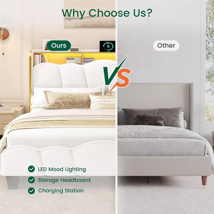 Melora Arch Headboard Velvet Upholstered Bed Frame