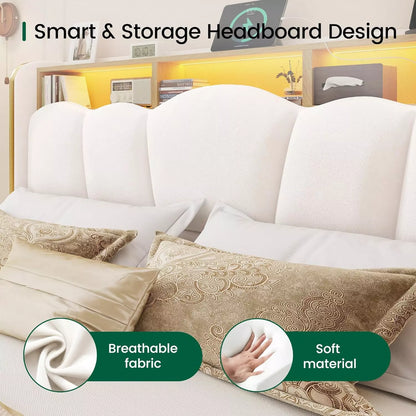 Melora Arch Headboard Velvet Upholstered Bed Frame