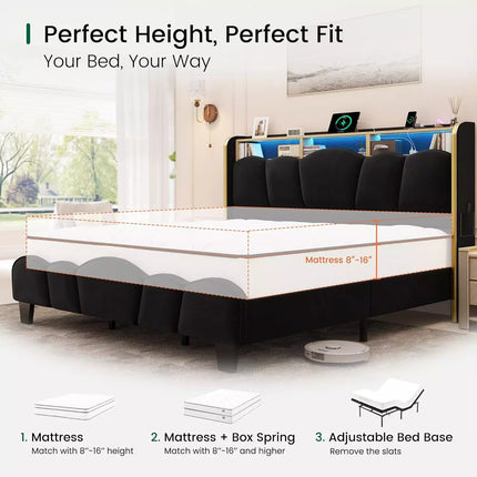 Melora Arch Headboard Velvet Upholstered Bed Frame