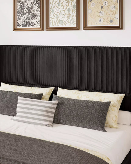 Elysia Corduroy Upholstered Platform Bed Frame,48" Nailhead Trim Wingback