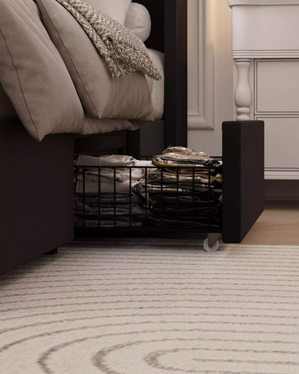 Modro Linen Upholstered Platform Bed Frame with 4 Storage Drawer