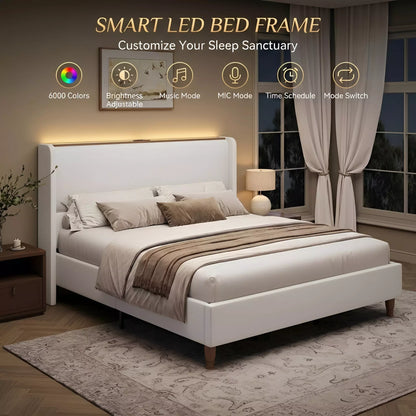 Arc Linen Tall Headbaord Wingback Bed Frame