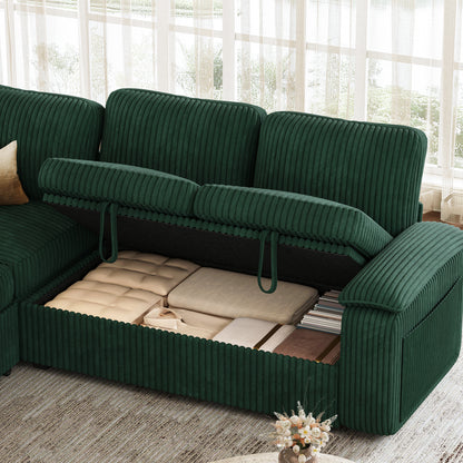 Nola Modular Corduroy Sleeper Sectional Sofa | 5 Seater |  L Shape Corner
