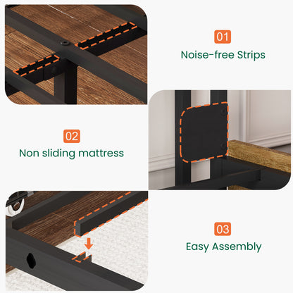Strato Storage Bookcase Wood Bed Frame