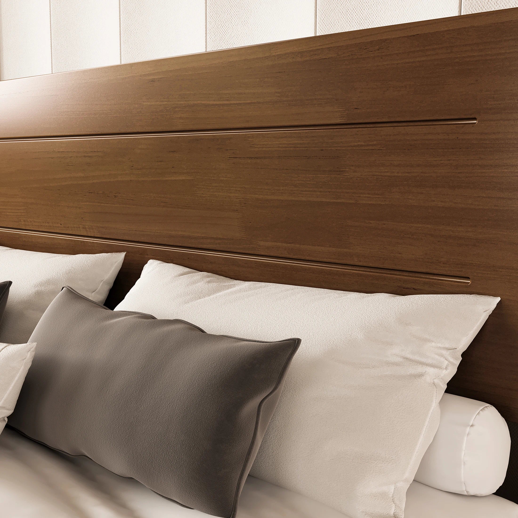Sorel Japandi Solid Wood Platform Bed with Charging