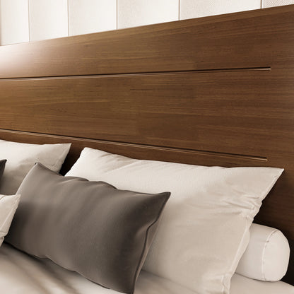 Sorel Japandi Solid Wood Platform Bed with Charging