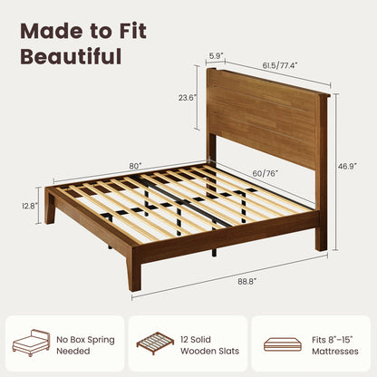 Sorel Japandi Solid Wood Platform Bed with Charging
