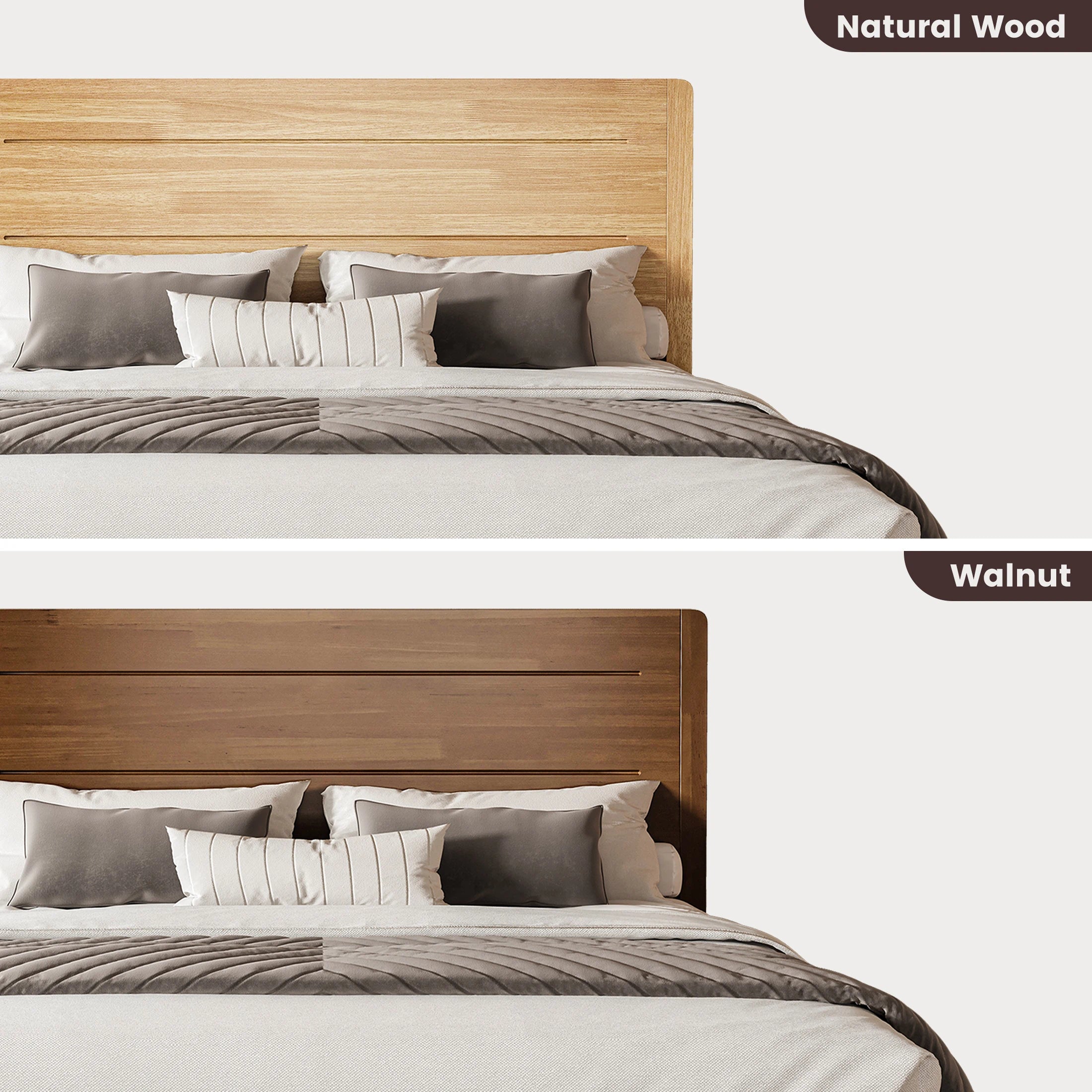 Sorel Japandi Solid Wood Platform Bed with Charging