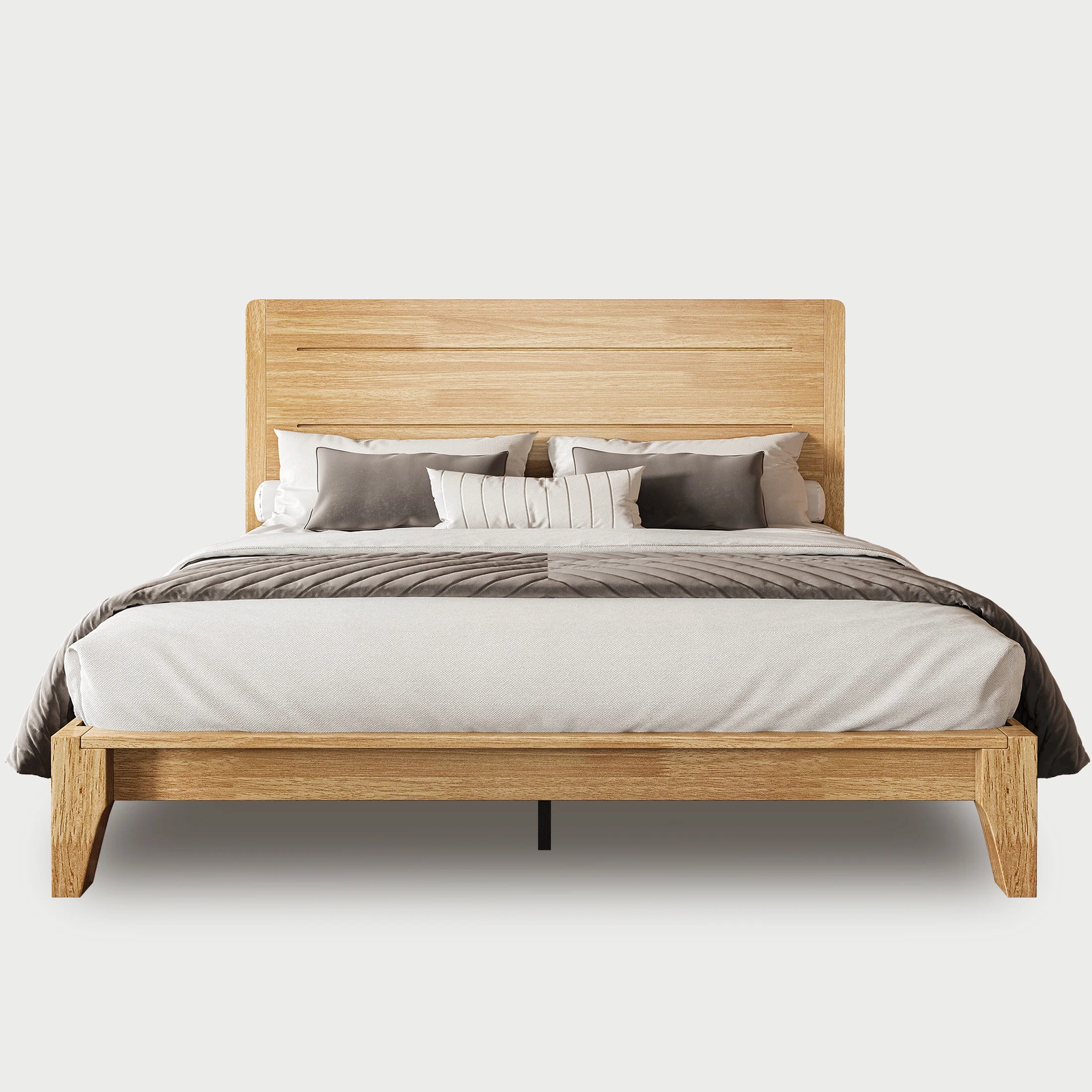 Sorel Japandi Solid Wood Platform Bed with Charging