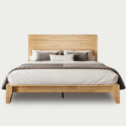 Sorel Japandi Solid Wood Platform Bed with Charging