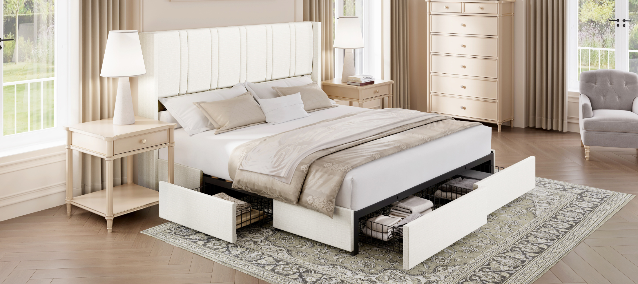 Bed Frame with Storage Drawers