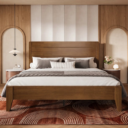 Sorel Japandi Solid Wood Platform Bed with Charging