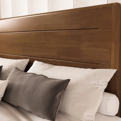 Sorel Japandi Solid Wood Platform Bed with Charging