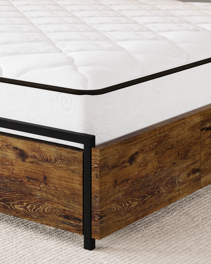 Strato Wood Bed Frame Storage Headboard with Charging Station and 6 Drawers