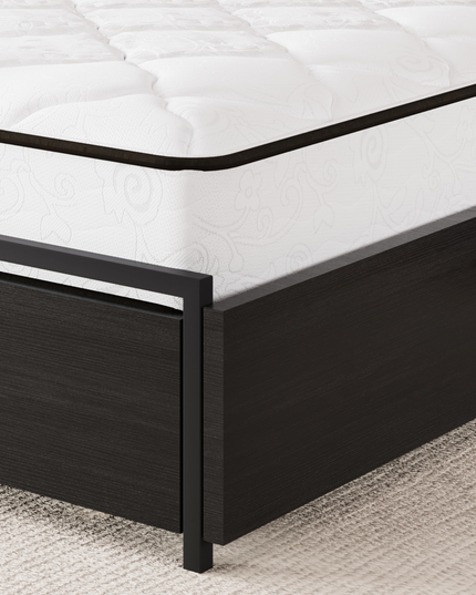 Strato Wood Bed Frame Storage Headboard with Charging Station and 6 Drawers