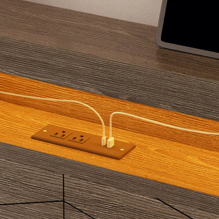 Arlo Farmhouse Wood Bed Frame, 52" Tall Headboard with Led Lights,Charging Station and 2 Drawers