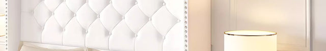 larmace bed frame headboard with button tufted decoration and nailhead trim