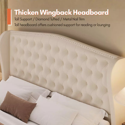 Nadell Velvet Bed Frame with Tall headboard