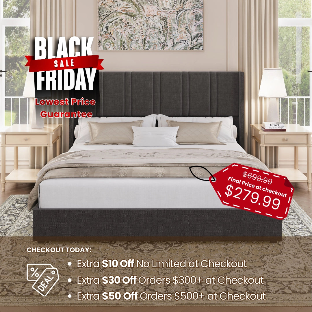 Modro Linen Bed Frame With Storage