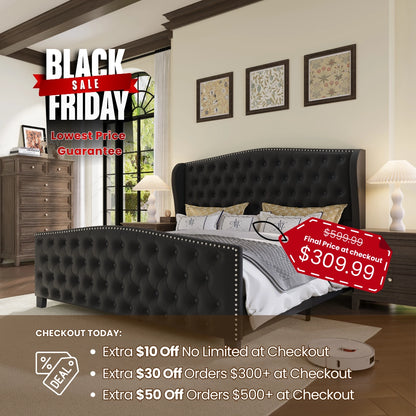 Nadell Velvet Bed Frame with Tall headboard