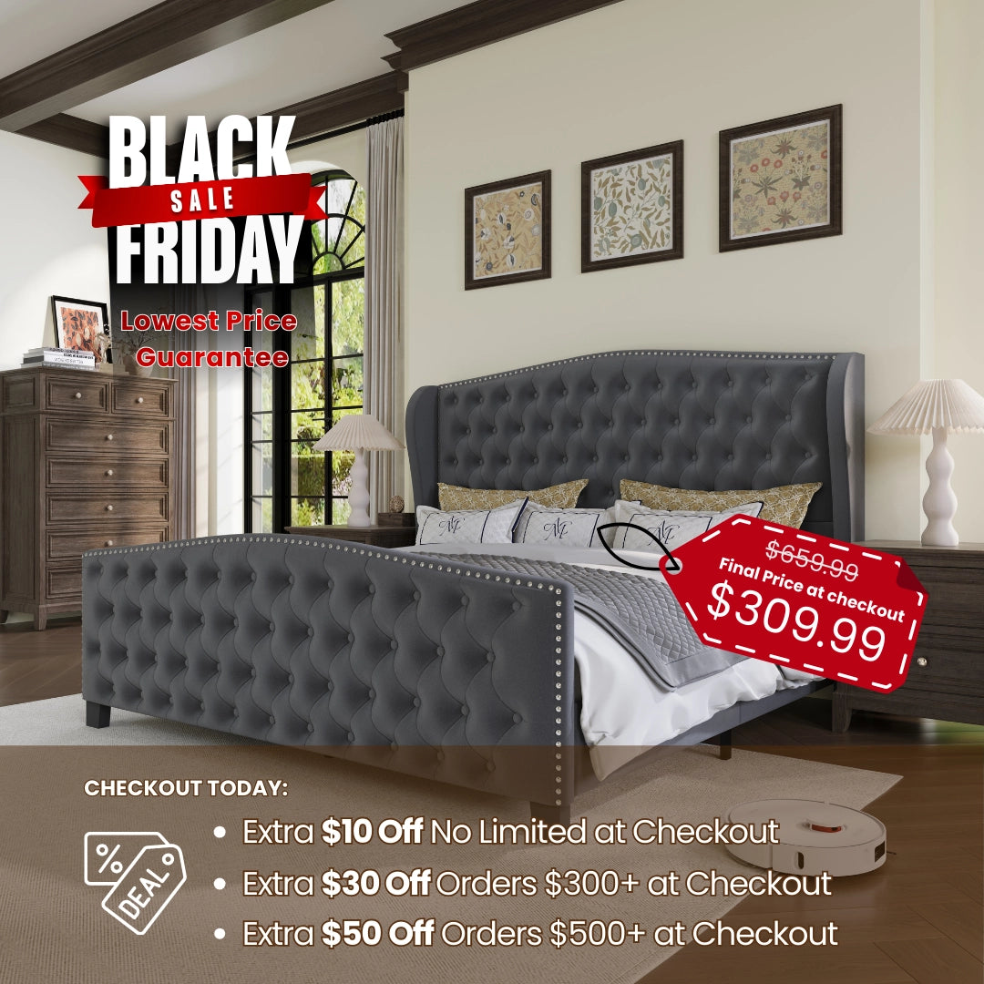 Nadell Velvet Bed Frame with Tall headboard