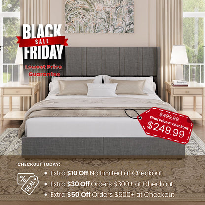 Modro Linen Bed Frame With Storage