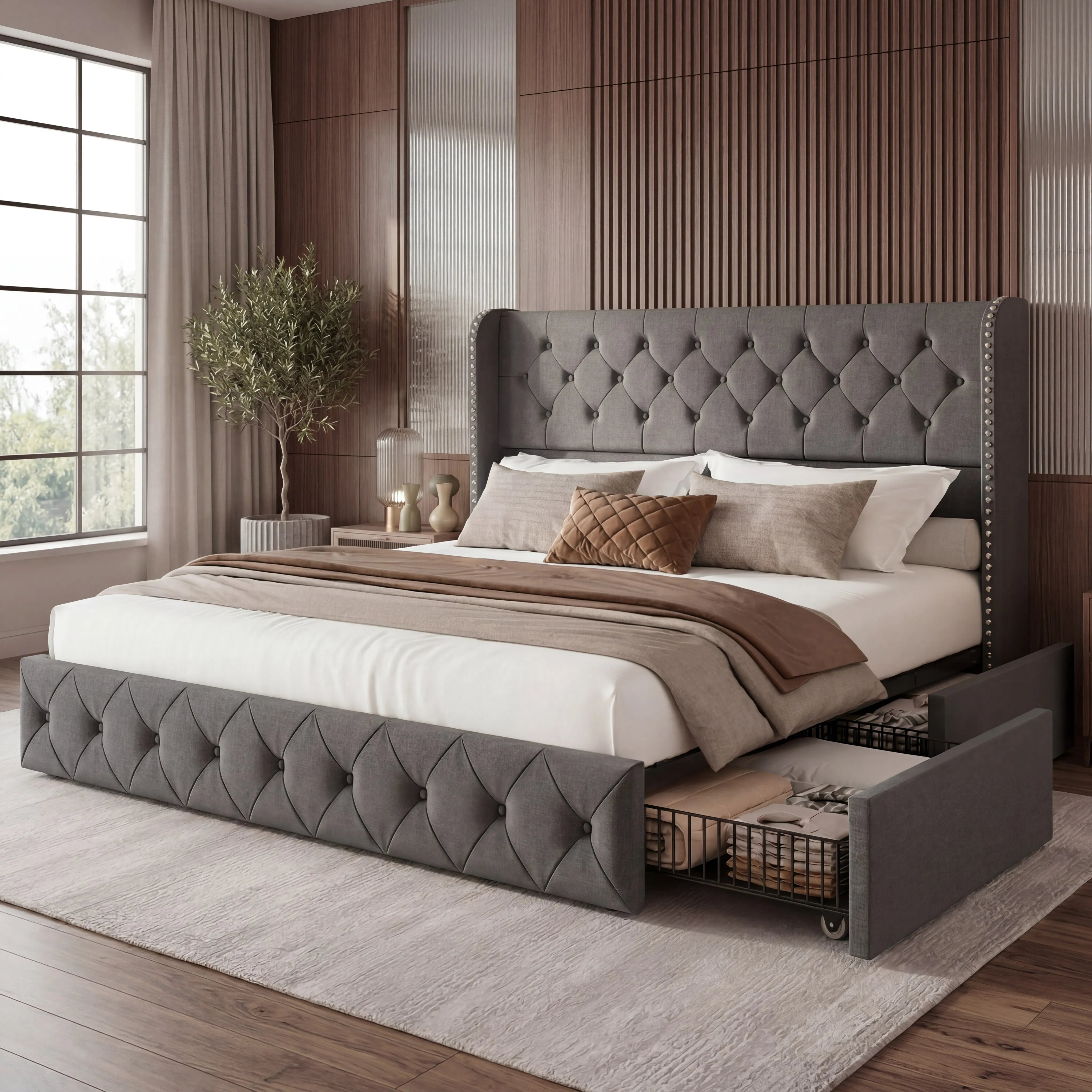 Korall Upholstered Bed Frame with Storage