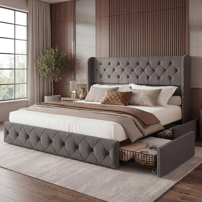 Korall Upholstered Bed Frame with Storage