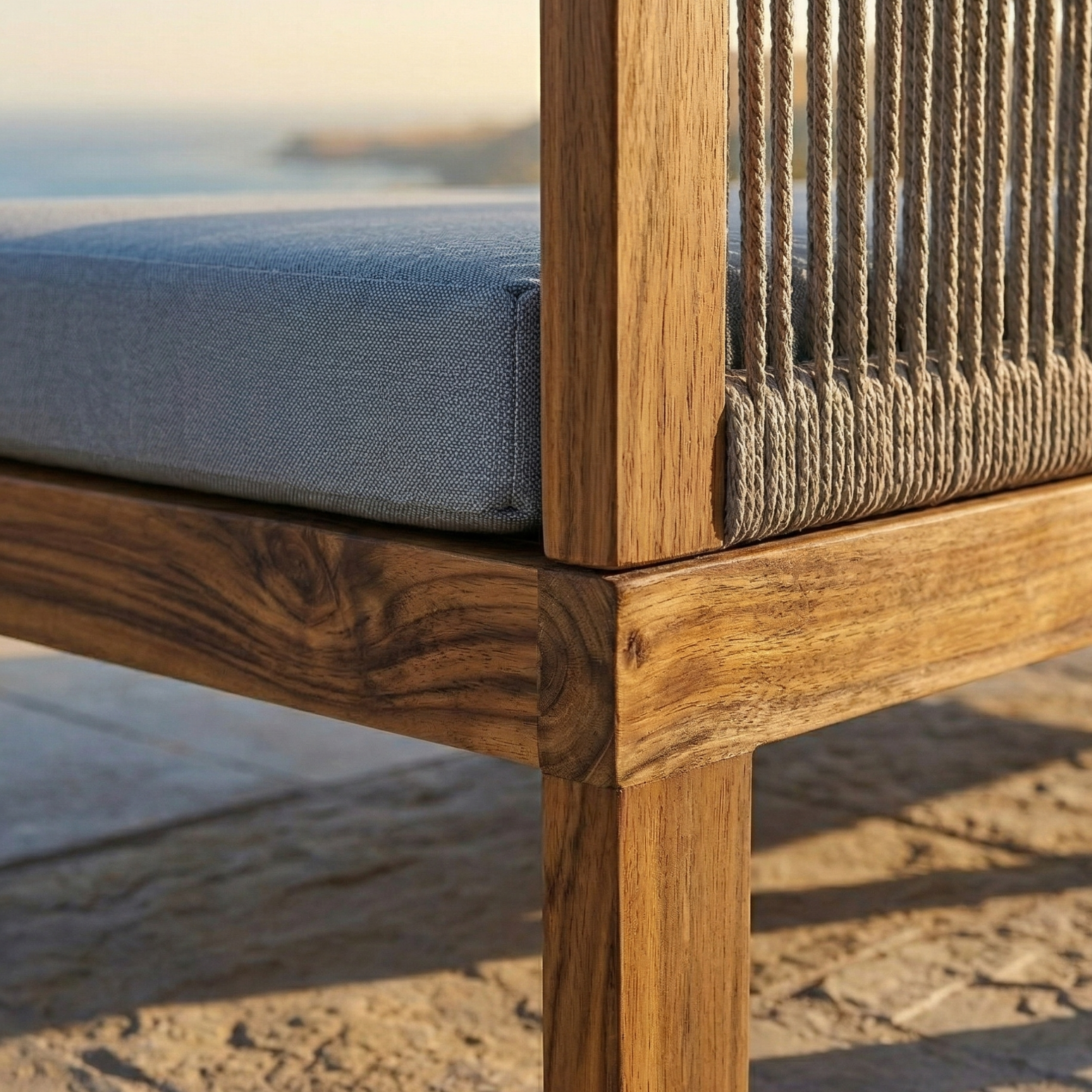 Luvia 3 Seat Acacia Wood Outdoor Sofa, 4 in 1 All-Weather Daybed