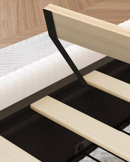 Elysia Corduroy Upholstered Platform Bed Frame,48" Nailhead Trim Wingback
