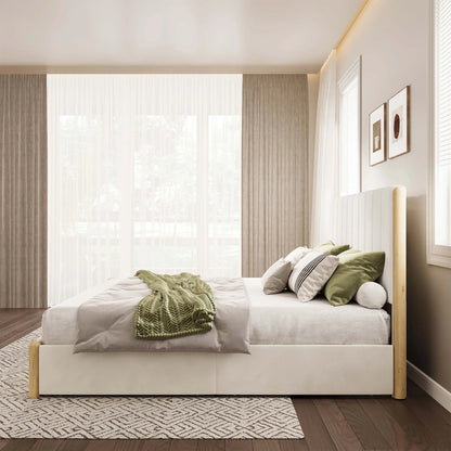 Mavlen Velvet Upholstered Platform Bed Frame with Storage