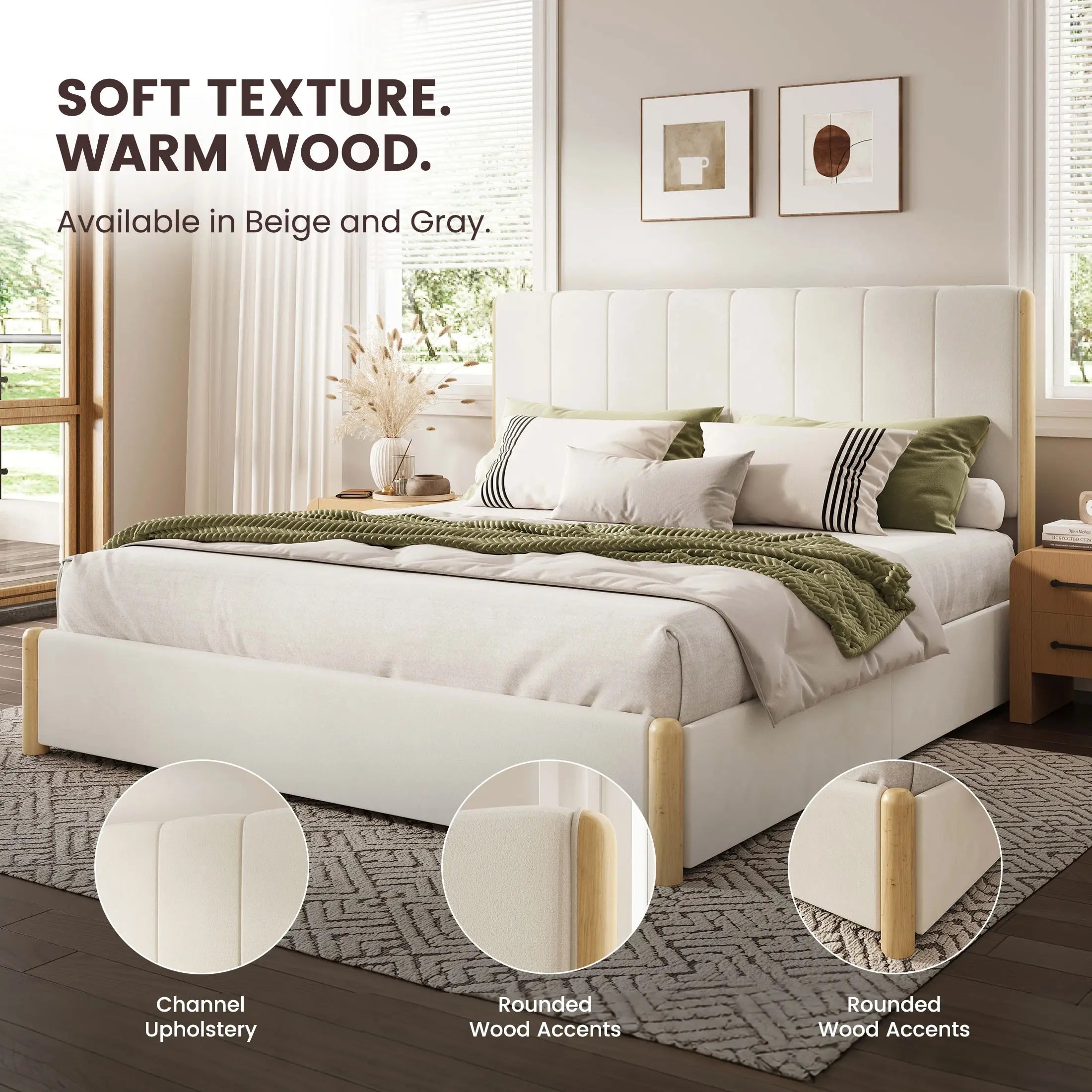 Mavlen Velvet Upholstered Platform Bed Frame with Storage
